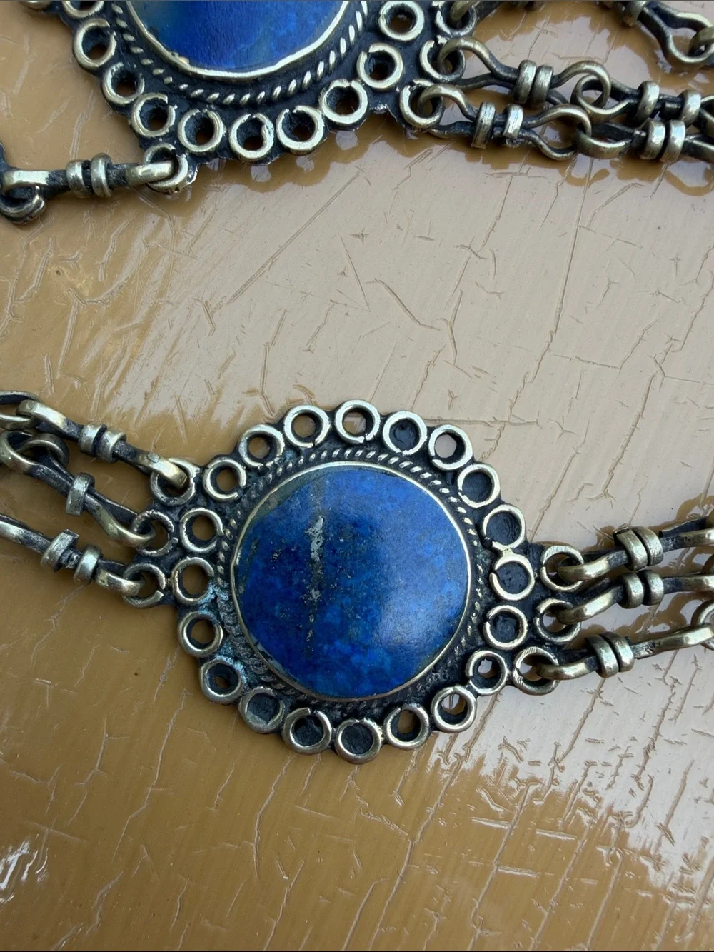 Blue faux lapis Stone Bohemian Multi-Link belt 41.5 inches